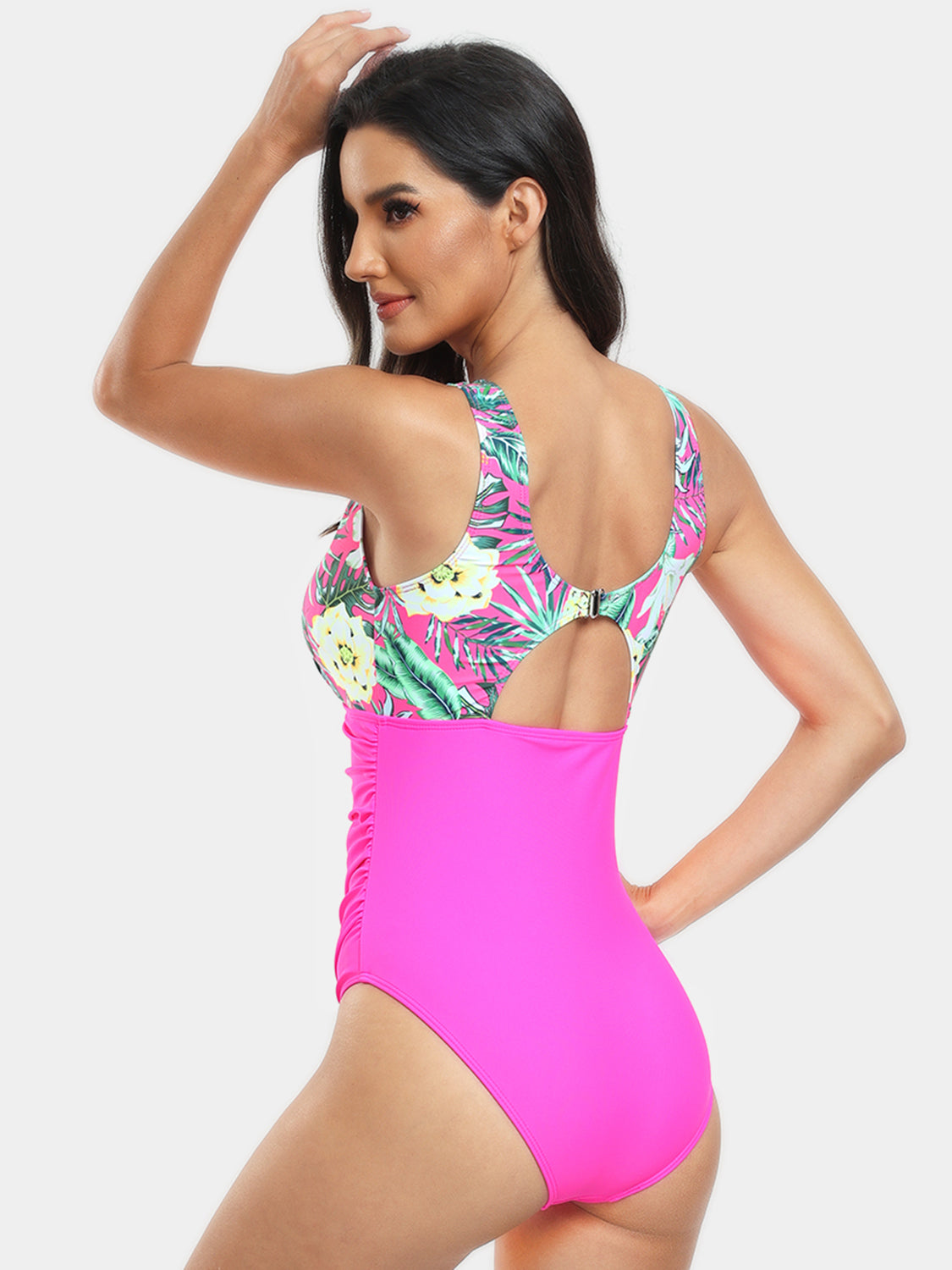 Cutout Printed Round Neck One-Piece Swimwear-Teresa&#39;s Fashionista LLC