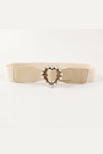 Pearl Heart Buckle Elastic Belt-Teresa&#39;s Fashionista LLC