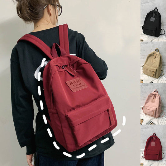 Solid Backpack For Men And Women Korean Version Junior High School Students Schoolbag Outdoor Large Capacity Travel Bags-Teresa&#39;s Fashionista LLC