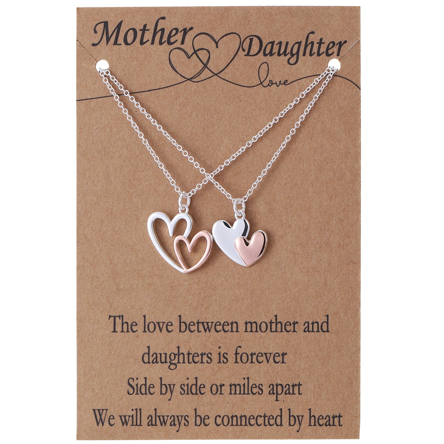 Mother Daughter Friendship Set Love Pendant Two Tone Necklace-Teresa&#39;s Fashionista LLC