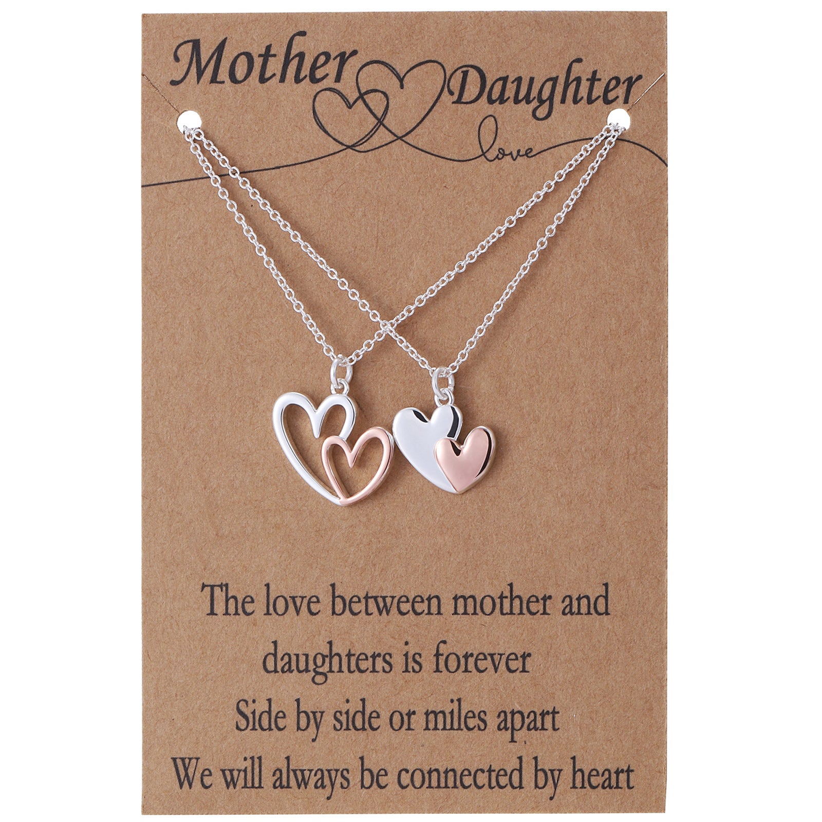 Mother Daughter Friendship Set Love Pendant Two Tone Necklace-Teresa&#39;s Fashionista LLC