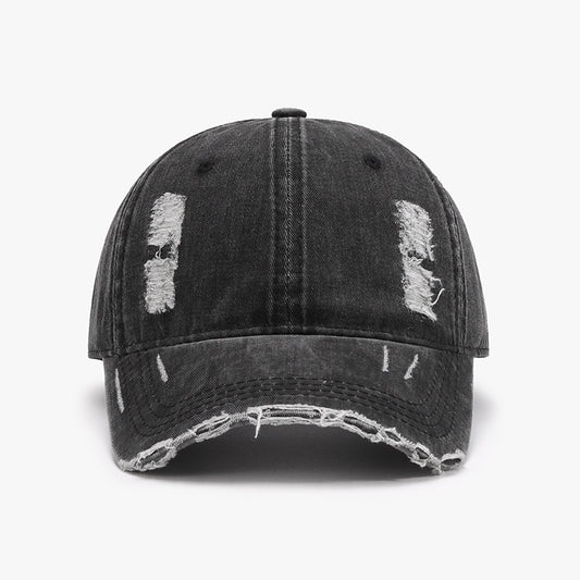 Distressed Adjustable Cotton Baseball Cap-Teresa&#39;s Fashionista LLC