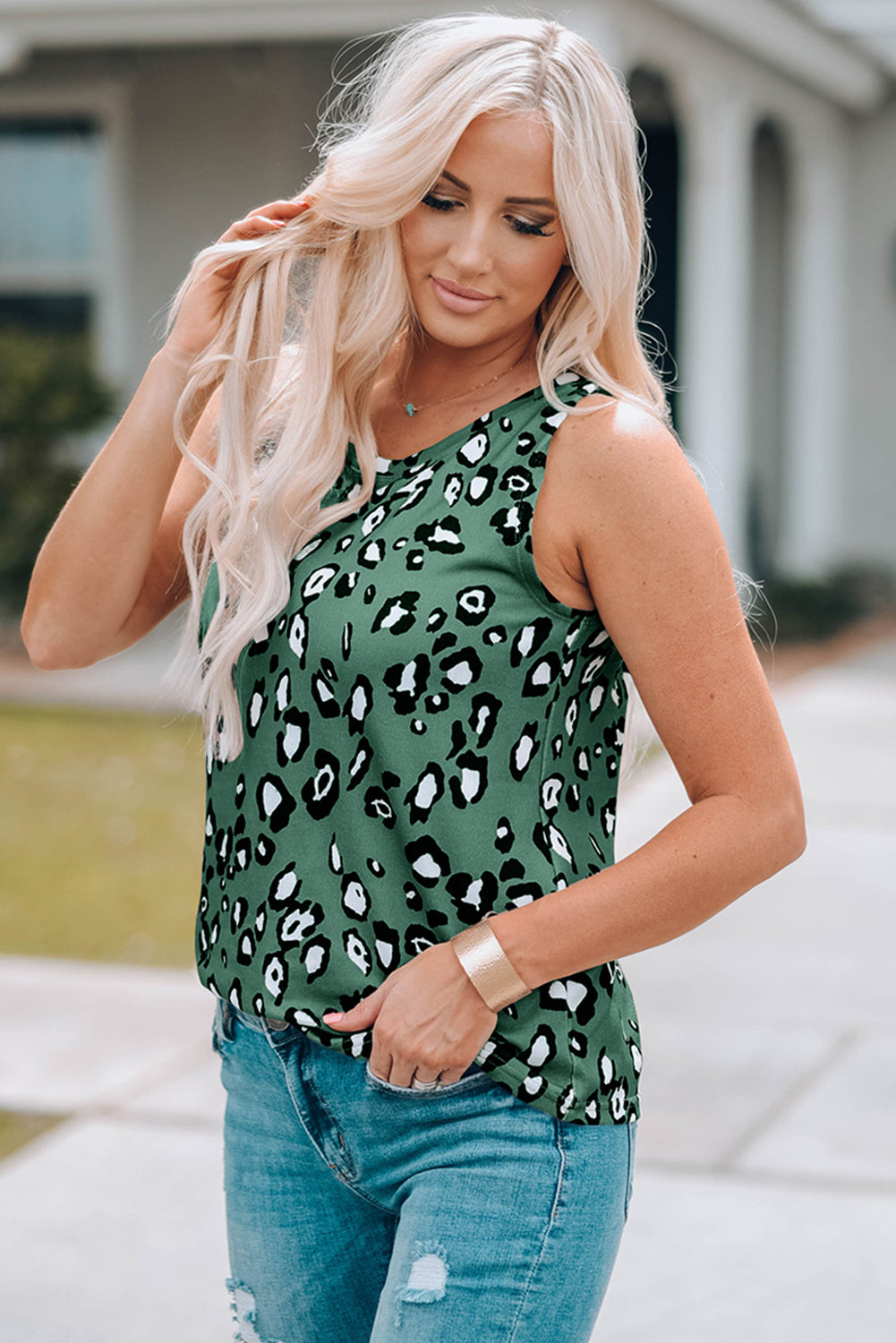 Leopard Round Neck Tank-Teresa&#39;s Fashionista LLC