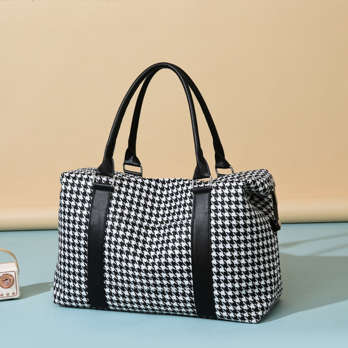 Houndstooth Canvas Travel Bag-Teresa&#39;s Fashionista LLC