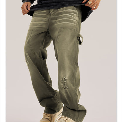 Mens Washed Destroy Babes Vintage Couple Cargo Pants-Teresa&#39;s Fashionista LLC