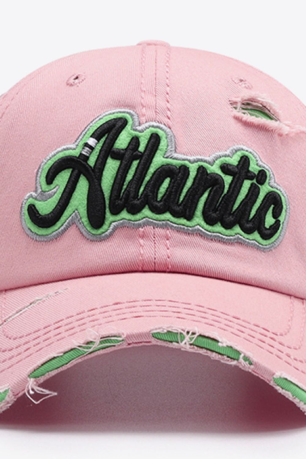 ATLANTIC Graphic Distressed Baseball Cap-Teresa&#39;s Fashionista LLC