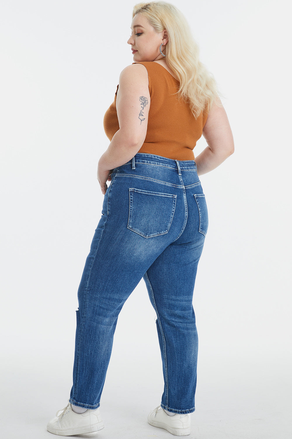 BAYEAS Full Size High Waist Distressed Washed Cropped Mom Jeans-Teresa&#39;s Fashionista LLC