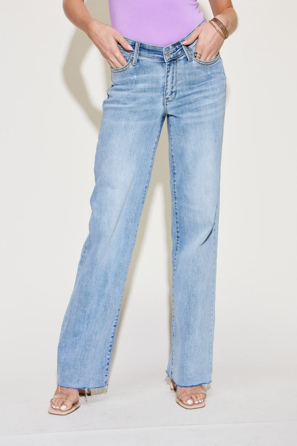 Judy Blue Full Size V Front Waistband Straight Jeans-Teresa&#39;s Fashionista LLC