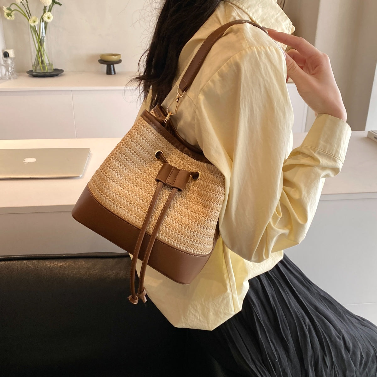 Straw Braided Shoulder Bag-Teresa&#39;s Fashionista LLC