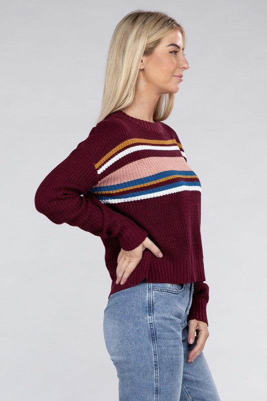 Striped Pullover Sweater-Teresa&#39;s Fashionista LLC