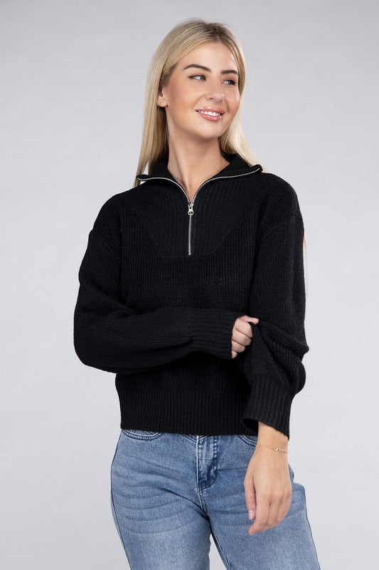 Easy-Wear Half-Zip Pullover-Teresa&#39;s Fashionista LLC