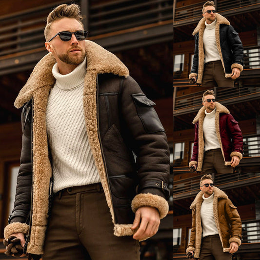 Winter Jacket Mens Fleece Warm Jackets Male Fur Collar Coats Tactical Jacket - Teresa's Fashionista LLC