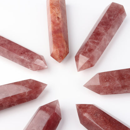 Wholesale Natural Strawberry Crystal Hexagonal Prism Ornaments-Teresa&#39;s Fashionista LLC