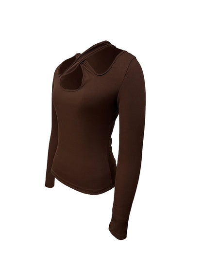 Crisscross Halter Neck Long Sleeve T-Shirt-Teresa&#39;s Fashionista LLC