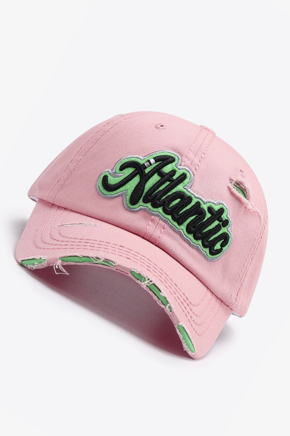 ATLANTIC Graphic Distressed Baseball Cap-Teresa&#39;s Fashionista LLC