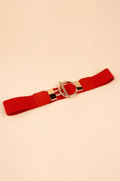 Circle Shape Buckle Zinc Alloy Buckle PU Leather Belt-Teresa&#39;s Fashionista LLC