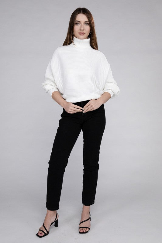 Viscose Dolman Sleeve Turtleneck Sweater-Teresa&#39;s Fashionista LLC