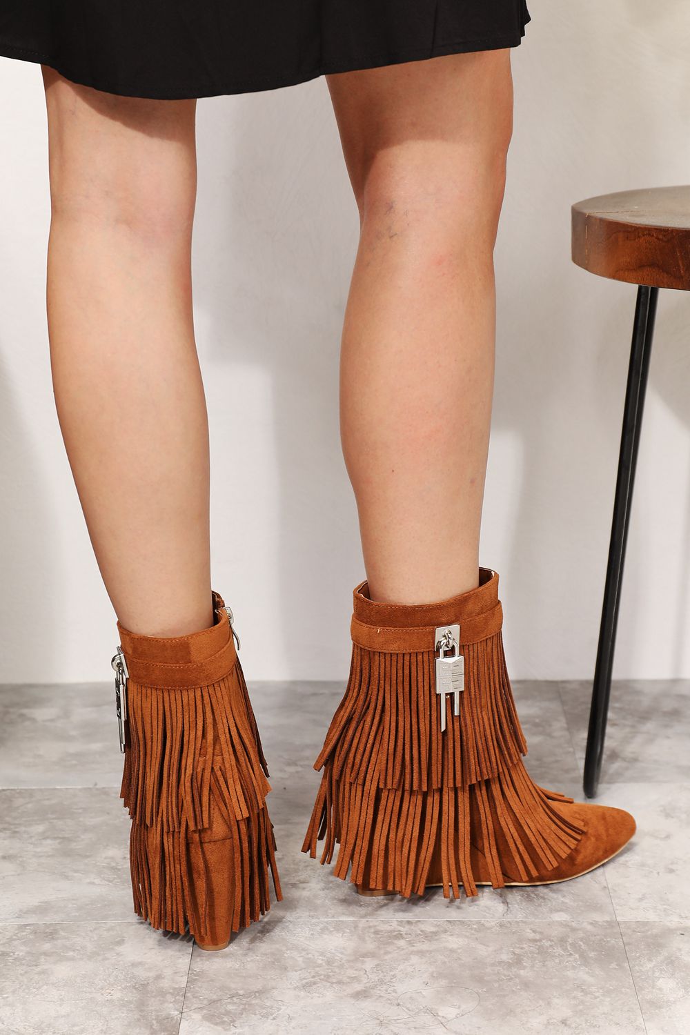 Legend Women's Tassel Wedge Heel Ankle Booties-Teresa&#39;s Fashionista LLC