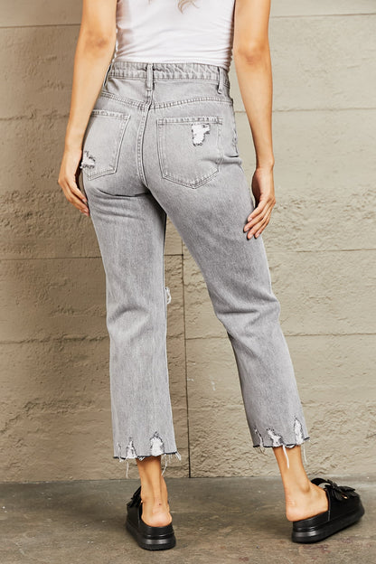 BAYEAS High Waisted Cropped Mom Jeans-Teresa&#39;s Fashionista LLC