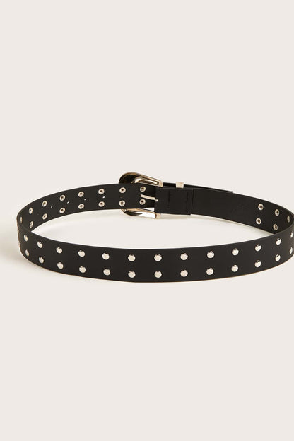 Double Row Studded PU Leather Belt-Teresa&#39;s Fashionista LLC