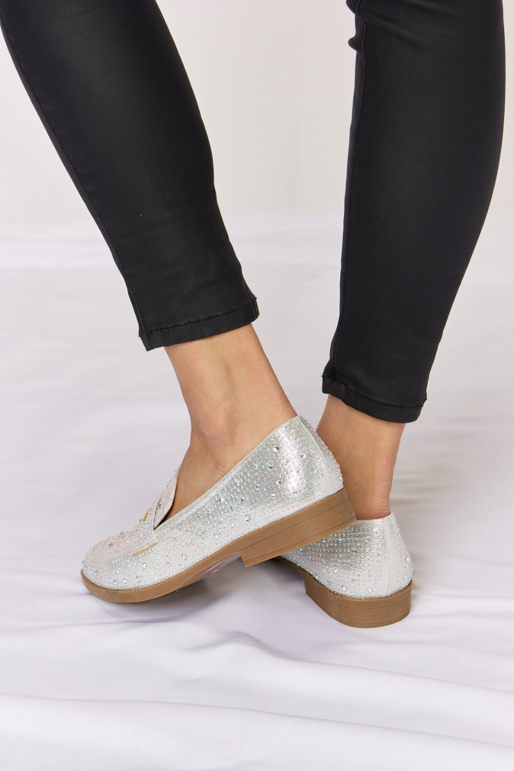 Forever Link Rhinestone Point Toe Loafers-Teresa&#39;s Fashionista LLC