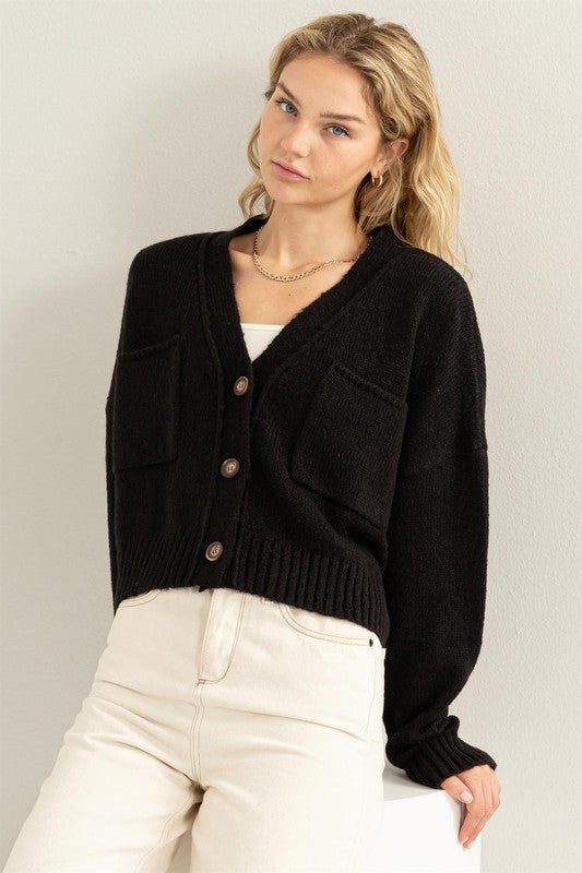 Cute Mood Crop Shoulder Cropped Cardigan Sweater-Teresa&#39;s Fashionista LLC