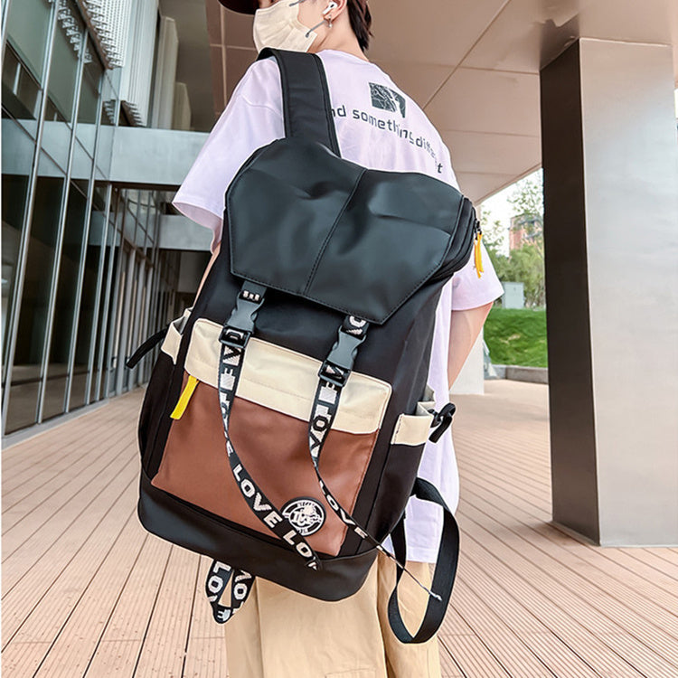 New Color Matching Backpack Fashion Outdoor Travel Bags Men Women Personality Middle Junior High School Student Schoolbags-Teresa&#39;s Fashionista LLC