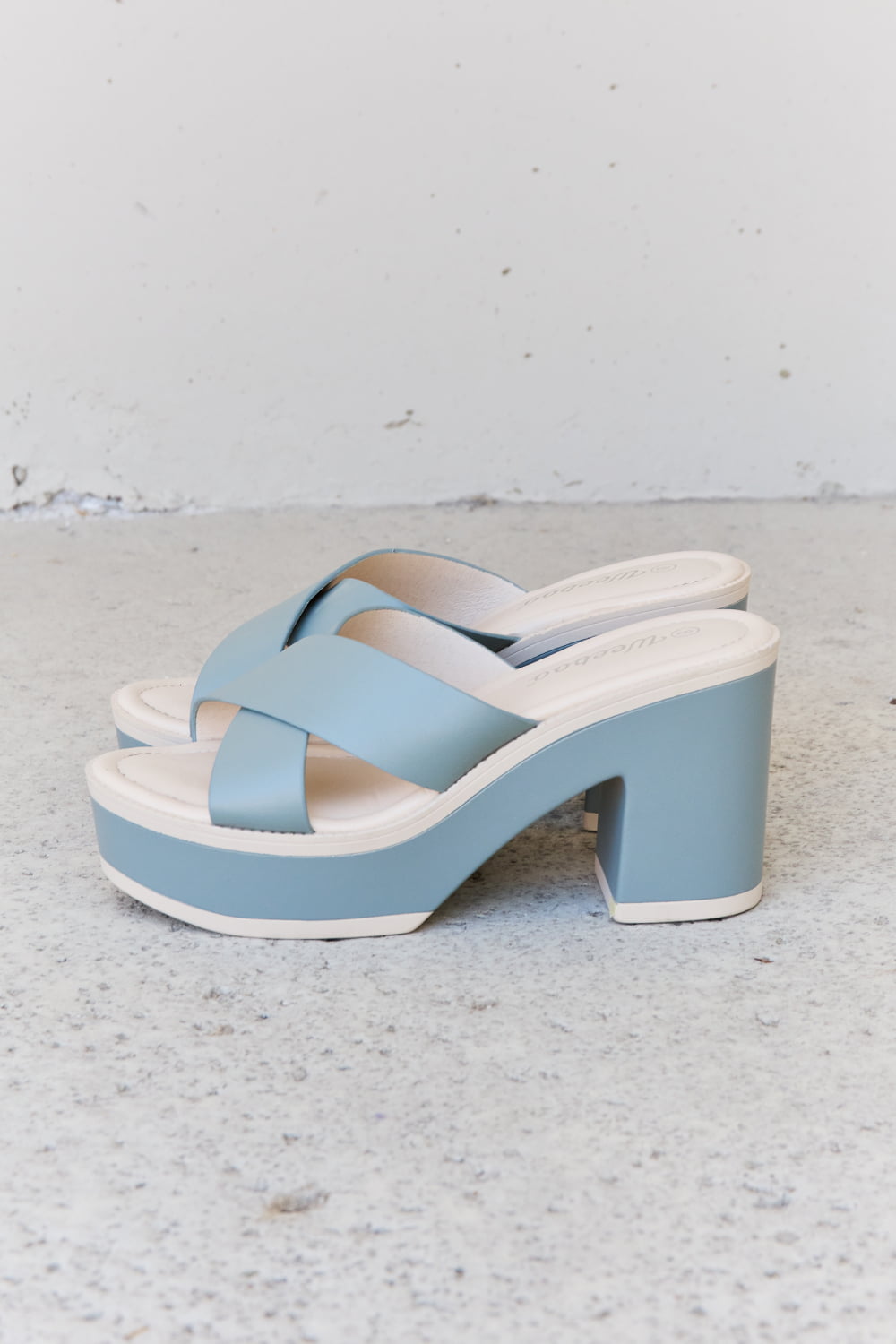 Weeboo Cherish The Moments Contrast Platform Sandals in Misty Blue-Teresa&#39;s Fashionista LLC