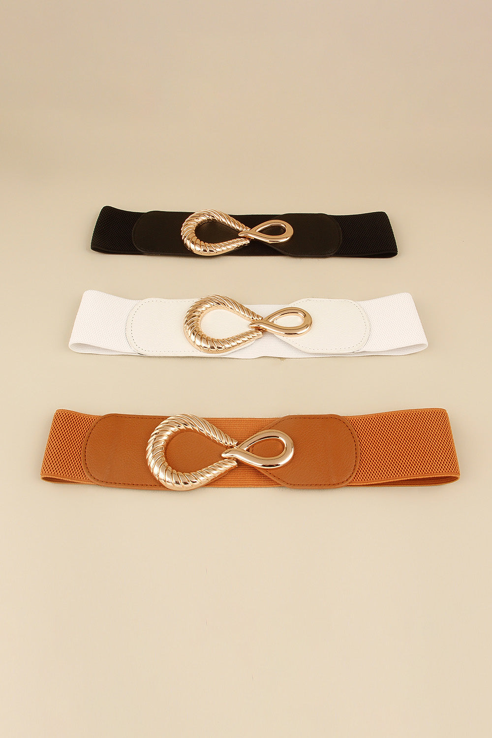 Ribbed Alloy Buckle Elastic Belt-Teresa&#39;s Fashionista LLC