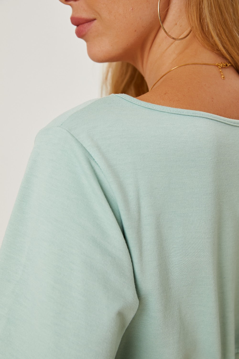 Boat Neck Lantern Sleeve Blouse-Teresa&#39;s Fashionista LLC