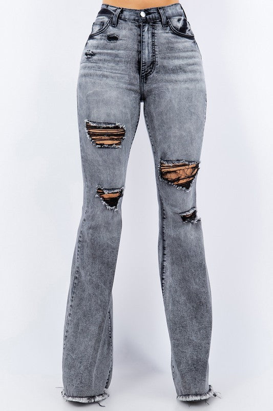 Storm Bell Bottom Jean in Grey-Teresa&#39;s Fashionista LLC