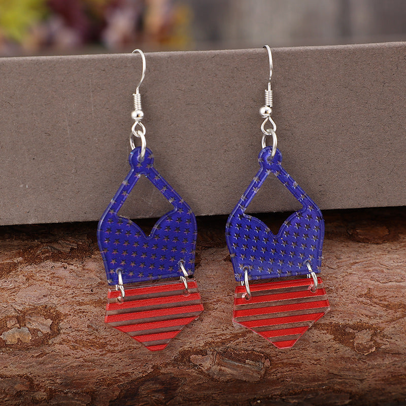 US Flag Pattern Acrylic Earrings-Teresa&#39;s Fashionista LLC