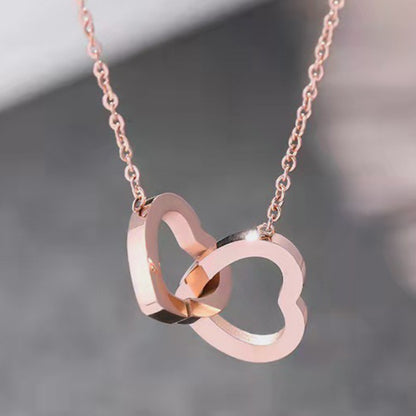 Alloy Double Heart Necklace-Teresa&#39;s Fashionista LLC