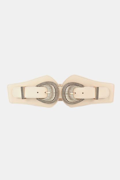 Shell Double Buckle Elastic Wide Belt-Teresa&#39;s Fashionista LLC