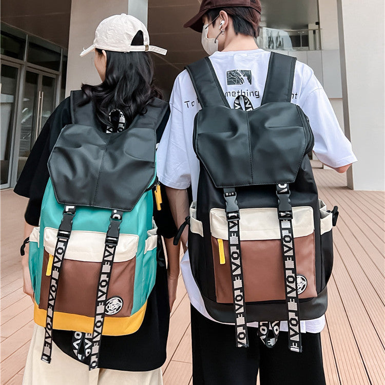 New Color Matching Backpack Fashion Outdoor Travel Bags Men Women Personality Middle Junior High School Student Schoolbags-Teresa&#39;s Fashionista LLC