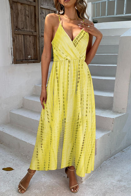 Printed Surplice Adjustable Spaghetti Strap Maxi Dress-Teresa&#39;s Fashionista LLC