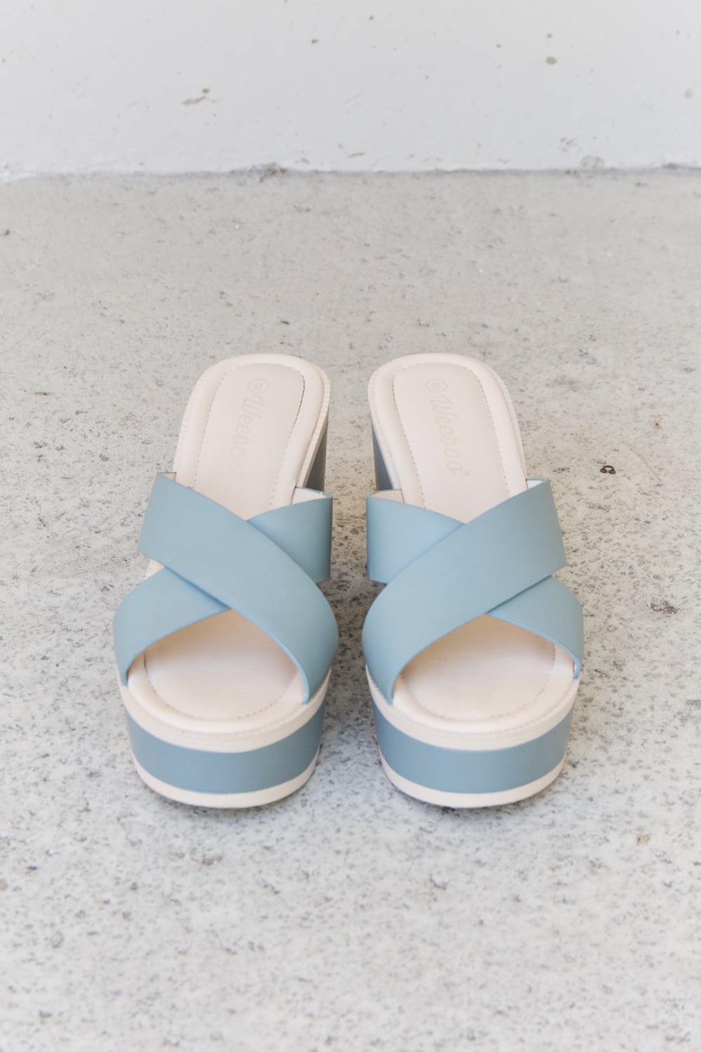 Weeboo Cherish The Moments Contrast Platform Sandals in Misty Blue-Teresa&#39;s Fashionista LLC