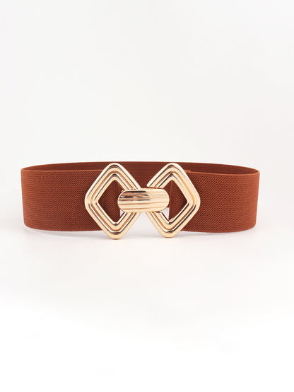 Geometric Buckle Elastic Wide Belt-Teresa&#39;s Fashionista LLC