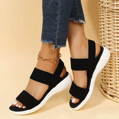 Rubber Open Toe Low Heel Sandals-Teresa&#39;s Fashionista LLC