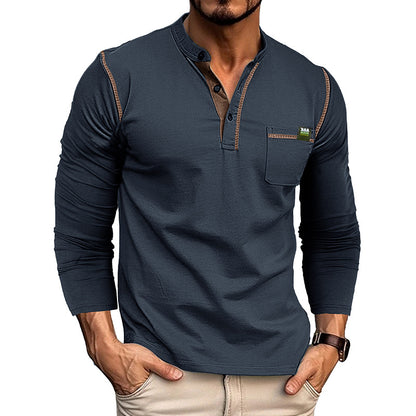 Men's Long Sleeve Color Matching Shirt-Teresa&#39;s Fashionista LLC