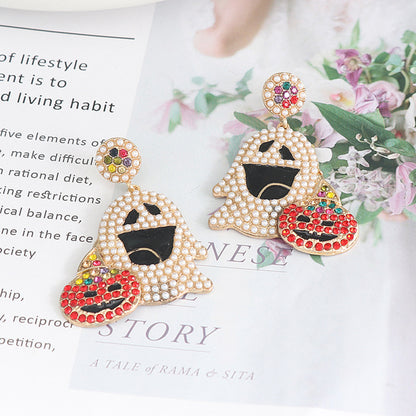 Ghost Rhinestone Alloy Earrings