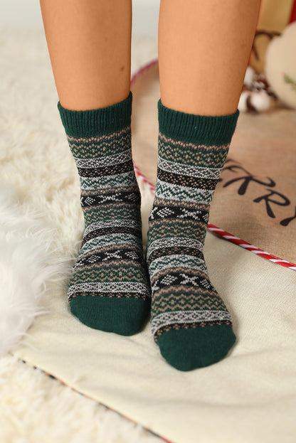 Multicolor Thermal Fuzzy Warm Winter Crew Socks-Teresa&#39;s Fashionista LLC