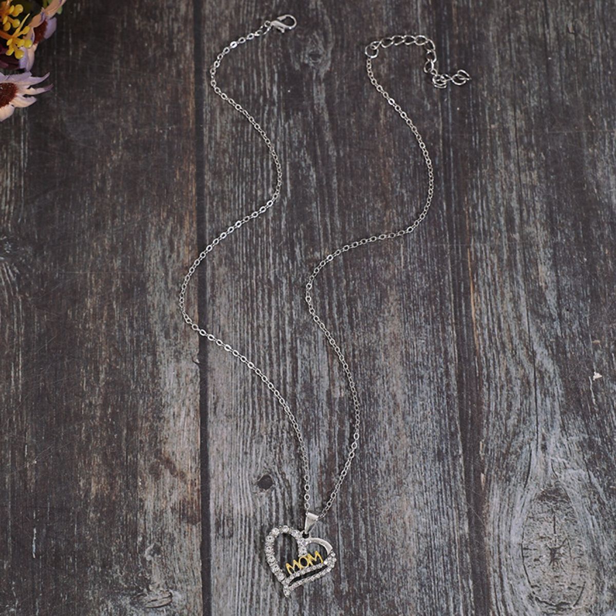 Alloy Inlaid Zircon Heart Pendant Necklace-Teresa&#39;s Fashionista LLC