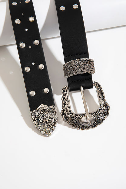 Double Row Studded PU Leather Belt-Teresa&#39;s Fashionista LLC