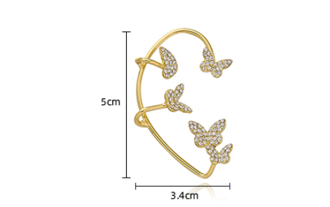 Full Diamond Butterfly Earrings Female Temperament Without Pierced Super Fairy-Teresa&#39;s Fashionista LLC