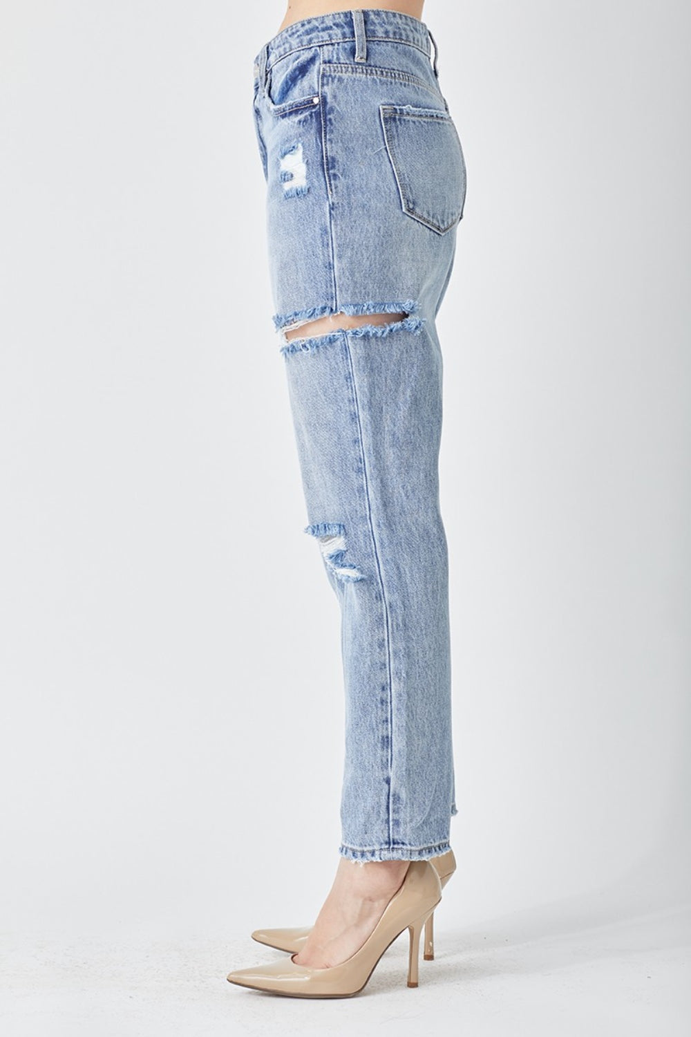 RISEN Distressed Slim Cropped Jeans-Teresa&#39;s Fashionista LLC