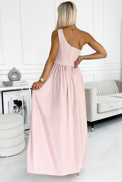 One-Shoulder Slit Maxi Dress-Teresa&#39;s Fashionista LLC