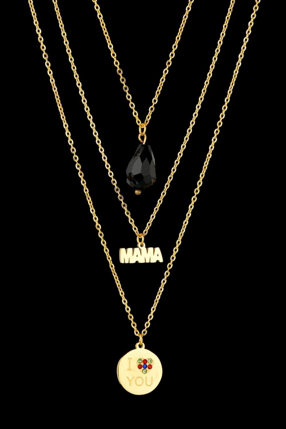 Triple-layer MAMA I LOVE YOU 18K gold-plated Pendant Combo Deal-Teresa&#39;s Fashionista LLC