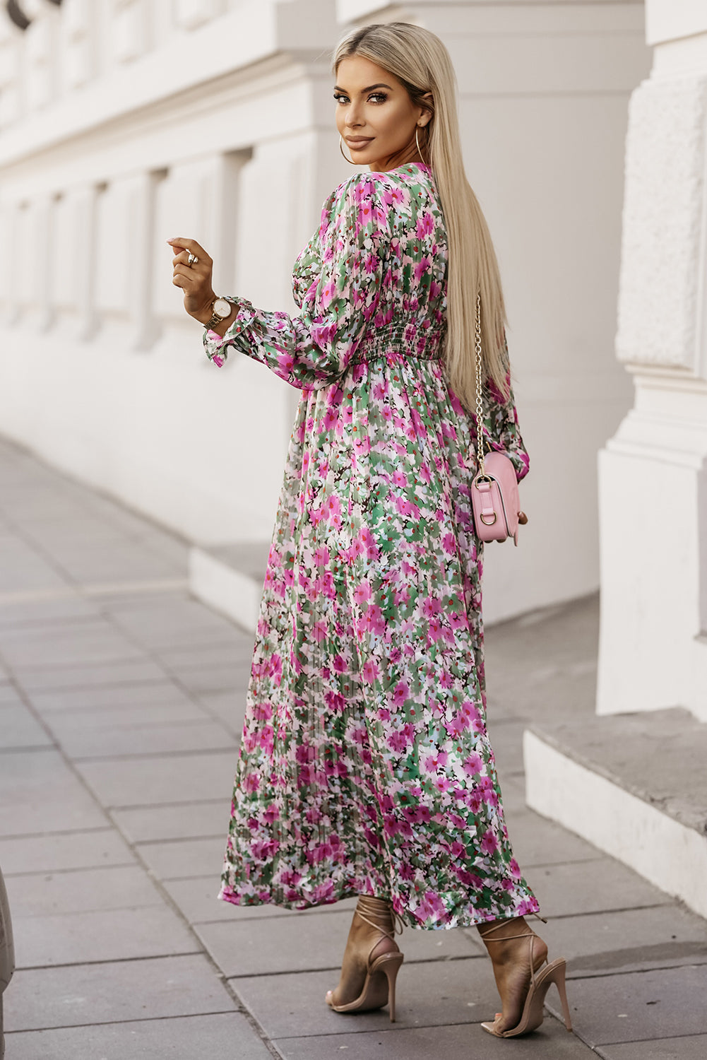 Floral Deep V Maxi Dress-Teresa&#39;s Fashionista LLC