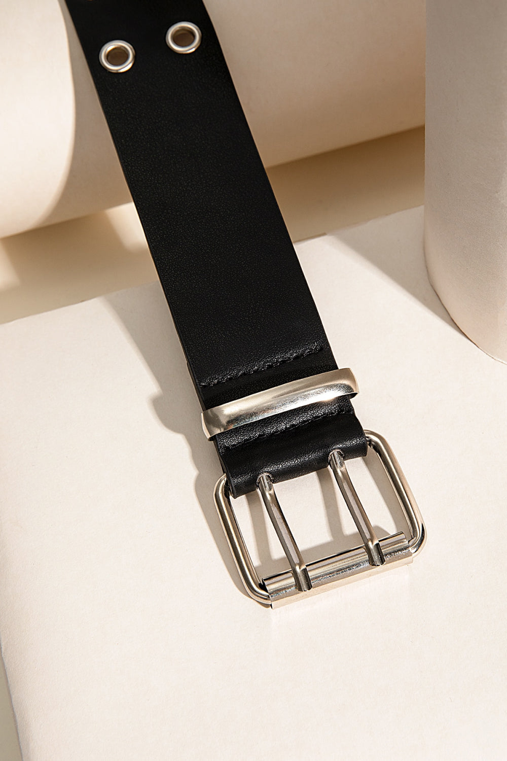 Double Row Grommet PU Leather Belt-Teresa&#39;s Fashionista LLC